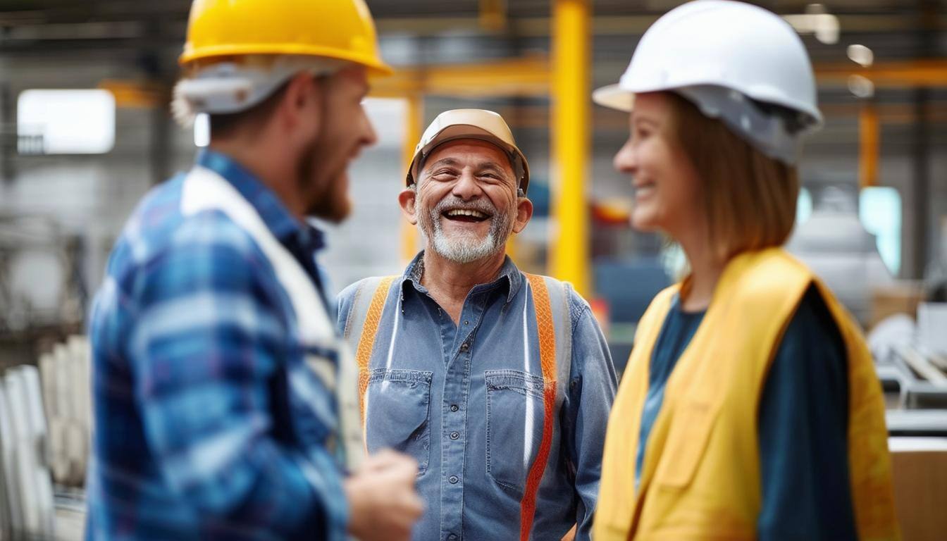 Workers Talking and smiling